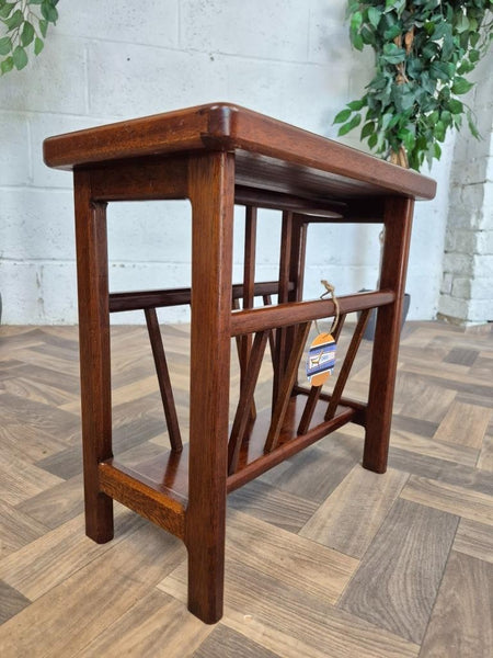 Vintage Mid-Century Teak & Tiled Magazine Rack Side Table Danish Scandi MCM