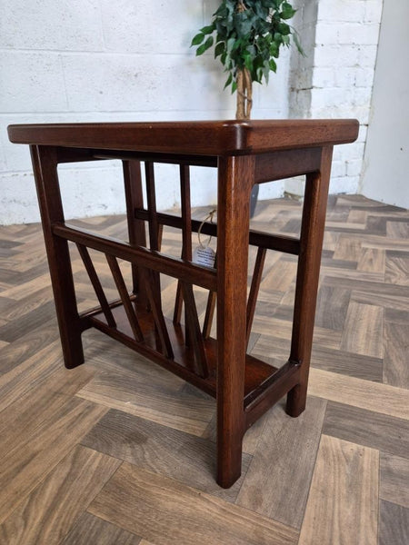Vintage Mid-Century Teak & Tiled Magazine Rack Side Table Danish Scandi MCM
