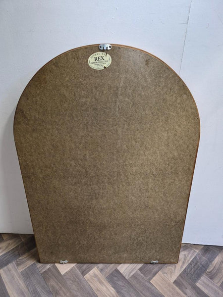 Vintage Mid-Century Arched Teak Window Pane Panel Mirror Danish Scandi Retro MCM