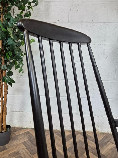 Vintage Mid-Century Ilmari Tapiovaara Asko Teak & Black Rocking Chair Retro MCM