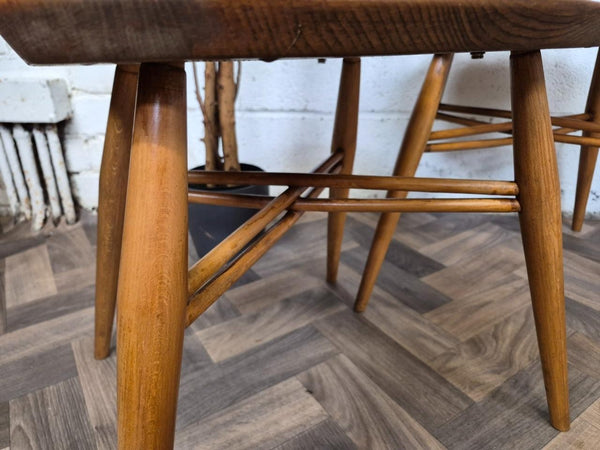 Set Of 4 Vintage Mid-Century Ercol Candlestick Dining Chairs Model 376 Blonde