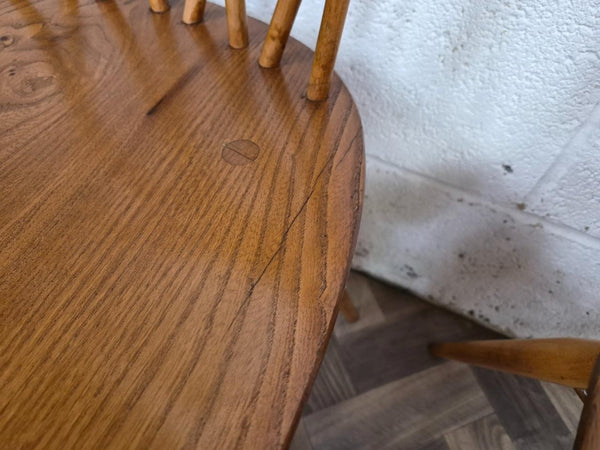 Set Of 4 Vintage Mid-Century Ercol Candlestick Dining Chairs Model 376 Blonde