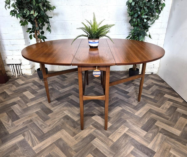 Vintage Mid-Century Oval Teak Dropleaf Gateleg Dining Table Scandi Retro