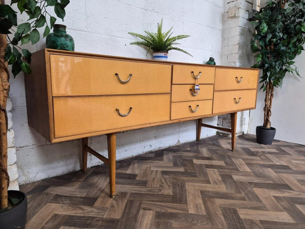 Vintage Mid-Century Meredew Blonde Oak 7 Drawer Sideboard Scandi Retro