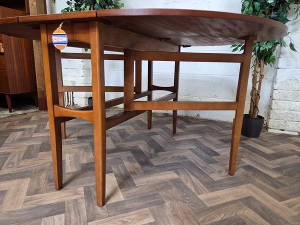 Vintage Mid-Century Oval Teak Dropleaf Gateleg Dining Table Scandi Retro