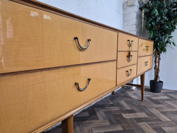 Vintage Mid-Century Meredew Blonde Oak 7 Drawer Sideboard Scandi Retro