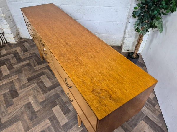 Vintage Mid-Century Meredew Blonde Oak 7 Drawer Sideboard Scandi Retro
