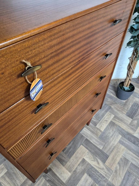 Vintage Mid-Century CWS Teak 5 Drawer Tallboy Chest Of Drawers Scandi MCM Retro