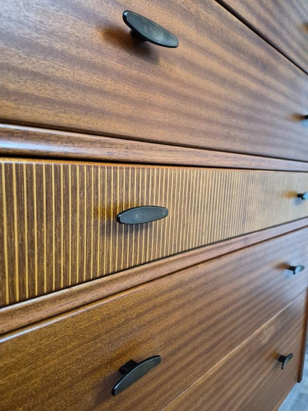 Vintage Mid-Century CWS Teak 5 Drawer Tallboy Chest Of Drawers Scandi MCM Retro