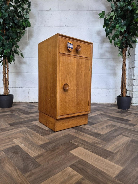 Single Vintage Mid-Century Meredew Blonde Oak Bedside Cabinet Table