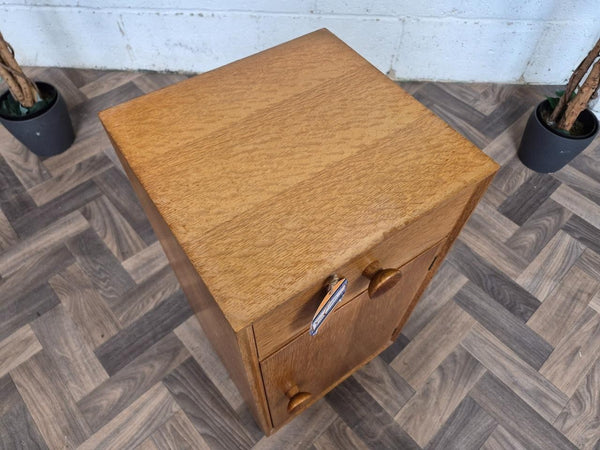 Single Vintage Mid-Century Meredew Blonde Oak Bedside Cabinet Table