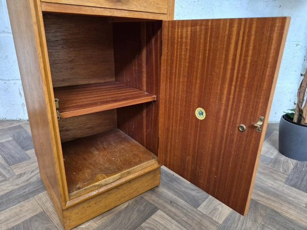 Single Vintage Mid-Century Meredew Blonde Oak Bedside Cabinet Table