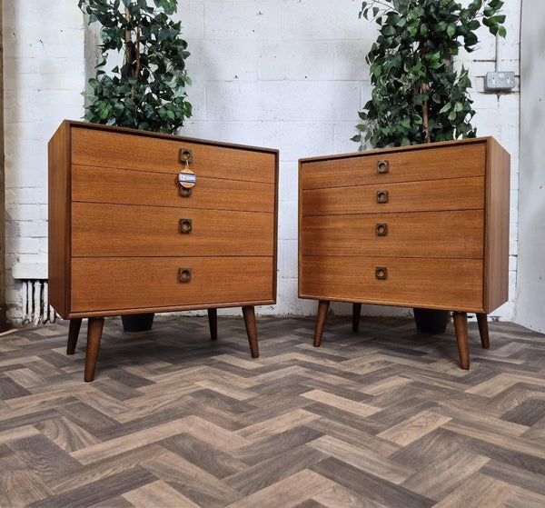 Pair Of Vintage Mid-Century G Plan Form 5 Teak Chest Of 4 Drawers Retro Danish