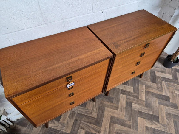 Pair Of Vintage Mid-Century G Plan Form 5 Teak Chest Of 4 Drawers Retro Danish