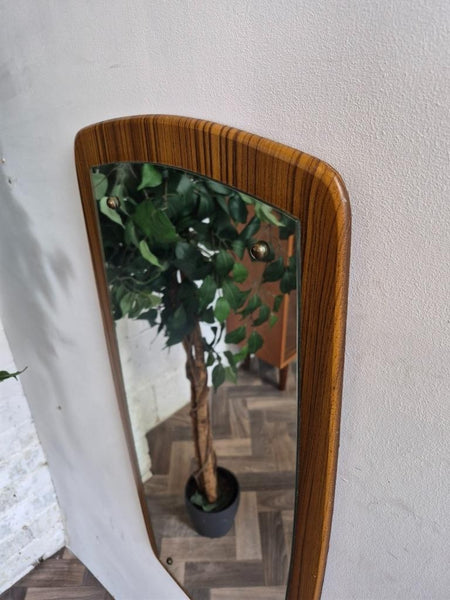 Vintage Mid-Century Teak Laminate Frame Mirror Danish Scandi Retro MCM