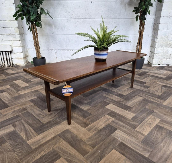 Vintage Mid-Century Myer Teak Coffee Table With Shelf Scandi Danish Retro MCM