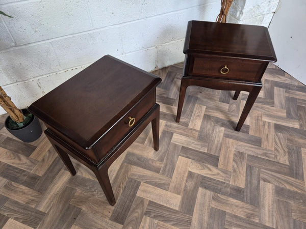 Pair Of Vintage Stag Minstrel Mahogany Bedside Tables Cabinets