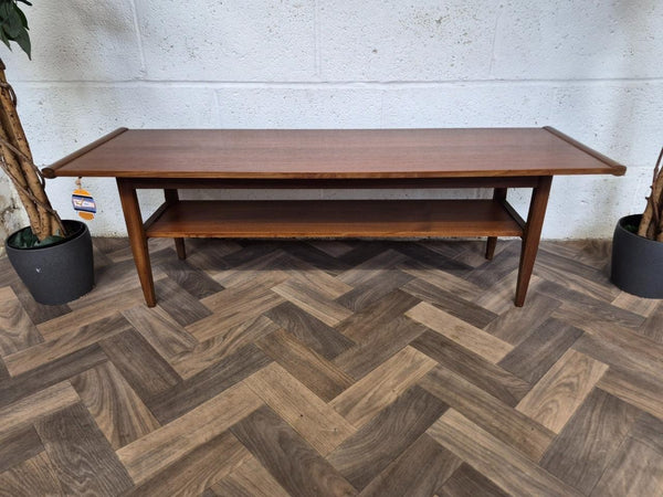 Vintage Mid-Century Myer Teak Coffee Table With Shelf Scandi Danish Retro MCM
