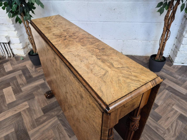 Antique Burr Walnut Sutherland Dropleaf Gateleg Dining Table Vintage