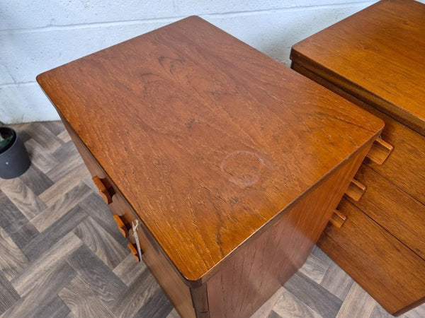 Pair Of Vintage Mid-Century Stag Cantata Teak 3 Drawer Bedside Chests Retro MCM