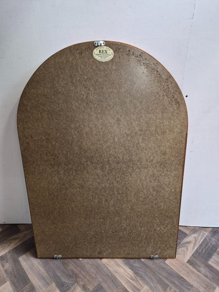 Vintage Mid-Century Arched Teak Window Pane Panel Mirror Danish Scandi Retro MCM