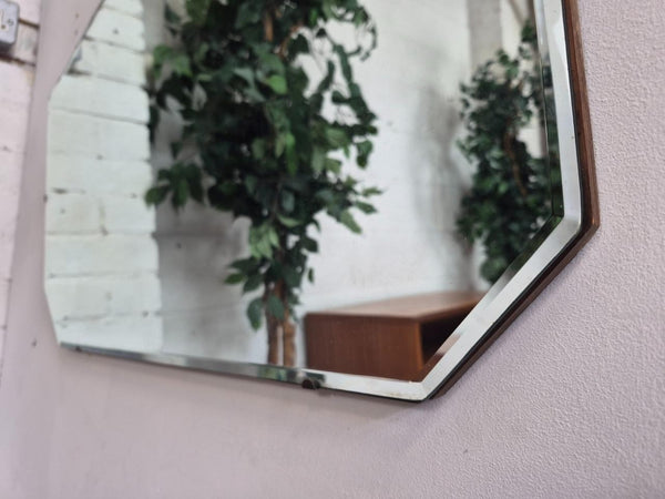 Vintage 50's Frameless Bevelled Wall Mirror Mid-Century