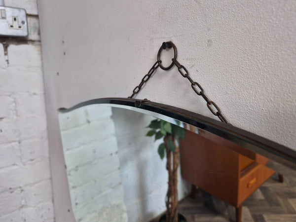 Vintage 50's Frameless Bevelled Wall Mirror Mid-Century