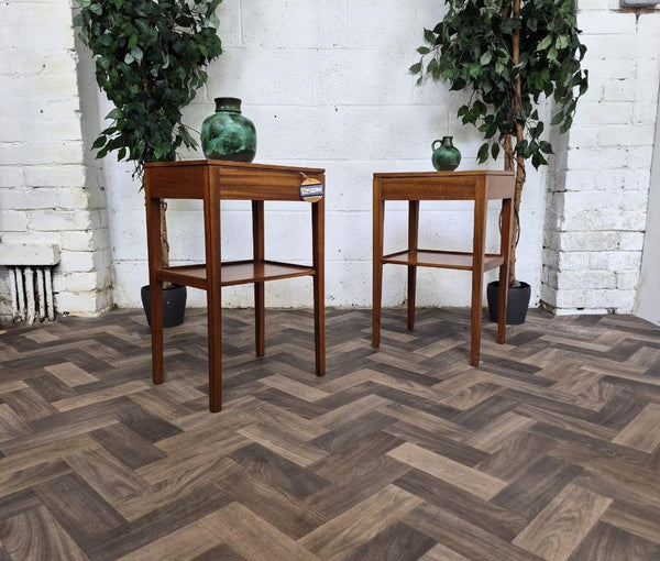 Pair Of Vintage 70's Remploy Bedside Tables Teak & Formica Mid-Century Retro