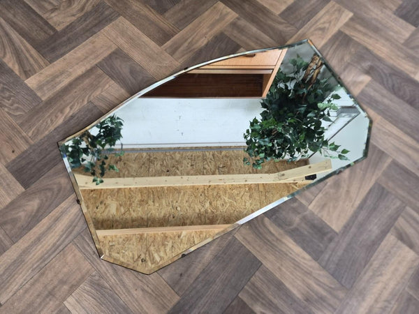 Vintage 50's Frameless Bevelled Wall Mirror Mid-Century