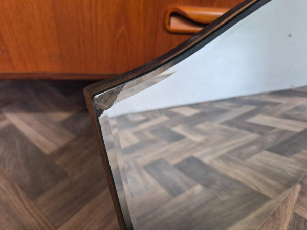 Vintage 50's Frameless Bevelled Wall Mirror Mid-Century