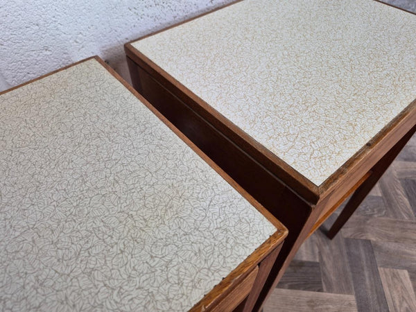 Pair Of Vintage 70's Remploy Bedside Tables Teak & Formica Mid-Century Retro