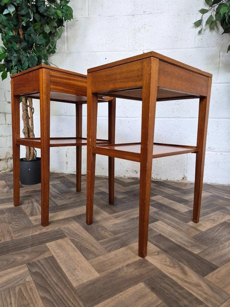 Pair Of Vintage 70's Remploy Bedside Tables Teak & Formica Mid-Century Retro