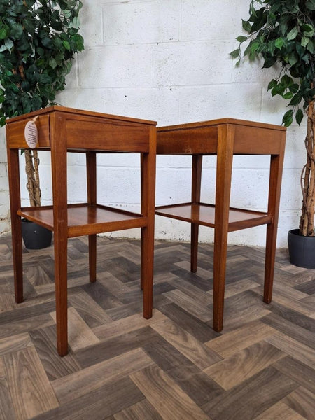 Pair Of Vintage 70's Remploy Bedside Tables Teak & Formica Mid-Century Retro