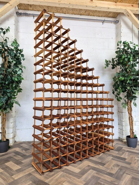 Vintage Mid-Century Large Teak Modular Wine Bottle Rack Danish Nissen Style