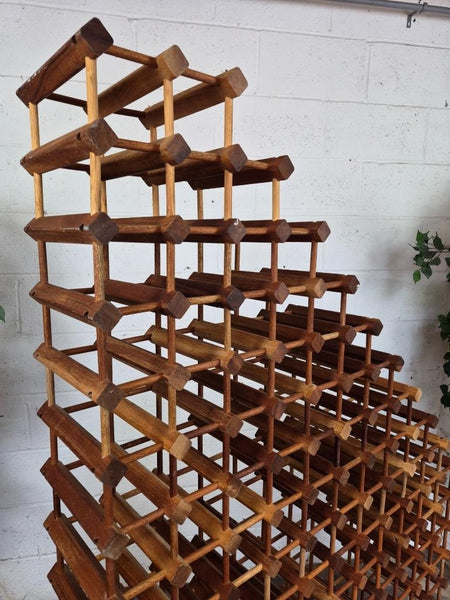 Vintage Mid-Century Large Teak Modular Wine Bottle Rack Danish Nissen Style