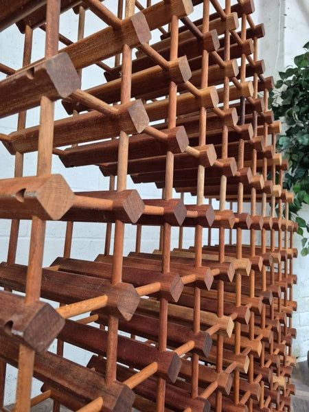 Vintage Mid-Century Large Teak Modular Wine Bottle Rack Danish Nissen Style