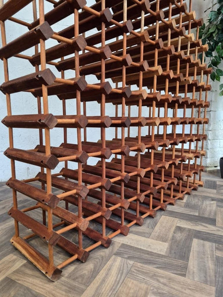 Vintage Mid-Century Large Teak Modular Wine Bottle Rack Danish Nissen Style