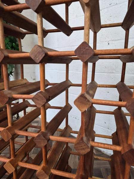 Vintage Mid-Century Large Teak Modular Wine Bottle Rack Danish Nissen Style