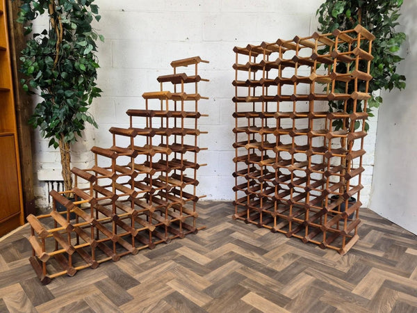 Vintage Mid-Century Large Teak Modular Wine Bottle Rack Danish Nissen Style