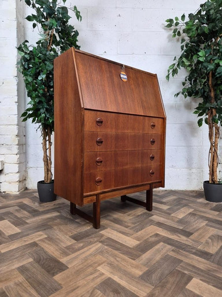 Vintage Mid-Century Turnidge Teak Bureau Home Office Desk Danish Scandi Retro
