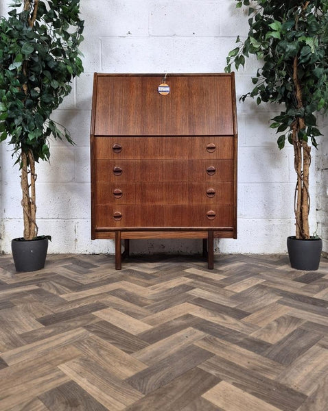 Vintage Mid-Century Turnidge Teak Bureau Home Office Desk Danish Scandi Retro