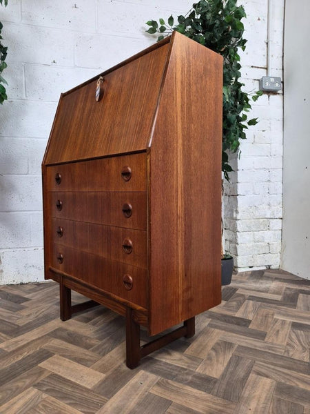 Vintage Mid-Century Turnidge Teak Bureau Home Office Desk Danish Scandi Retro