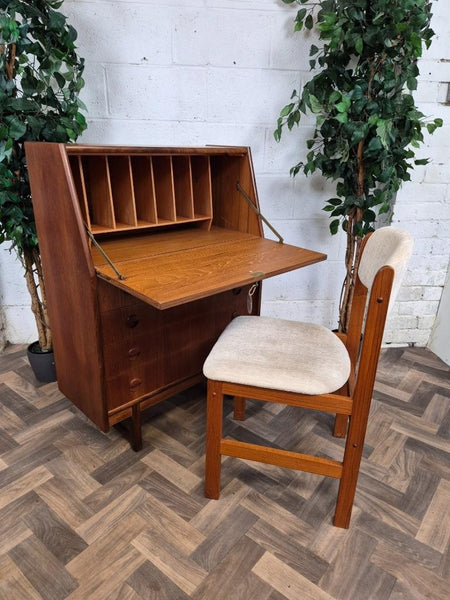 Vintage Mid-Century Turnidge Teak Bureau Home Office Desk Danish Scandi Retro