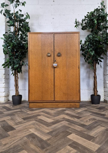 Vintage Mid-Century Meredew Gentlemans Wardrobe Tallboy Blonde Oak Retro