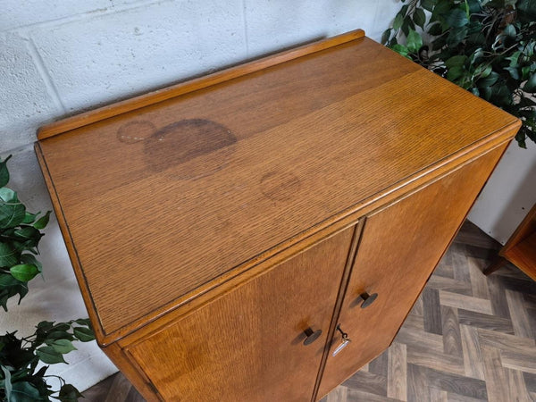 Vintage Mid-Century Meredew Gentlemans Wardrobe Tallboy Blonde Oak Retro