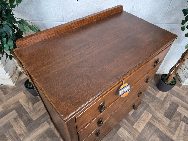 Antique 1920's Oak Chest Of 4 Drawers Vintage Retro