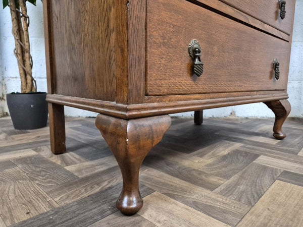 Antique 1920's Oak Chest Of 4 Drawers Vintage Retro