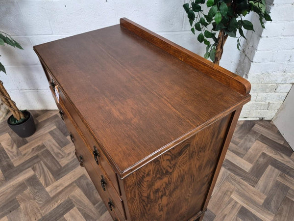 Antique 1920's Oak Chest Of 4 Drawers Vintage Retro