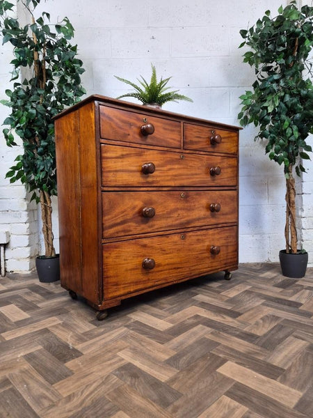 Beautiful Antique Victorian Large Mahogany Chest Of Drawers 2 Over 3