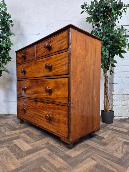 Beautiful Antique Victorian Large Mahogany Chest Of Drawers 2 Over 3